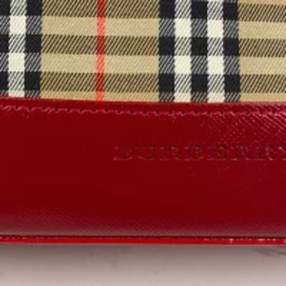 Burberry Handbag Check Red Canvas